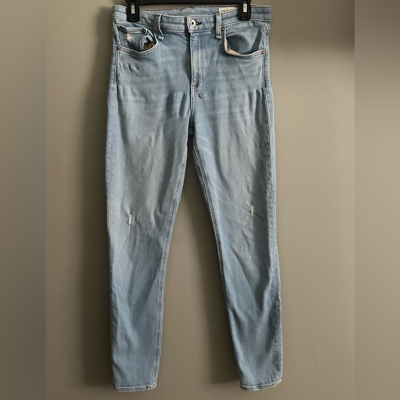rag & bone Denim - Rag & Bone Women's Mid Rise Ankle Skinny Jeans in Light Blue wash Distressed 31